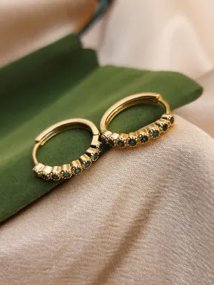 Gold  Filled Green  Jade Earrings, WATERPROOF Jade Hoops, Gifts for Her.