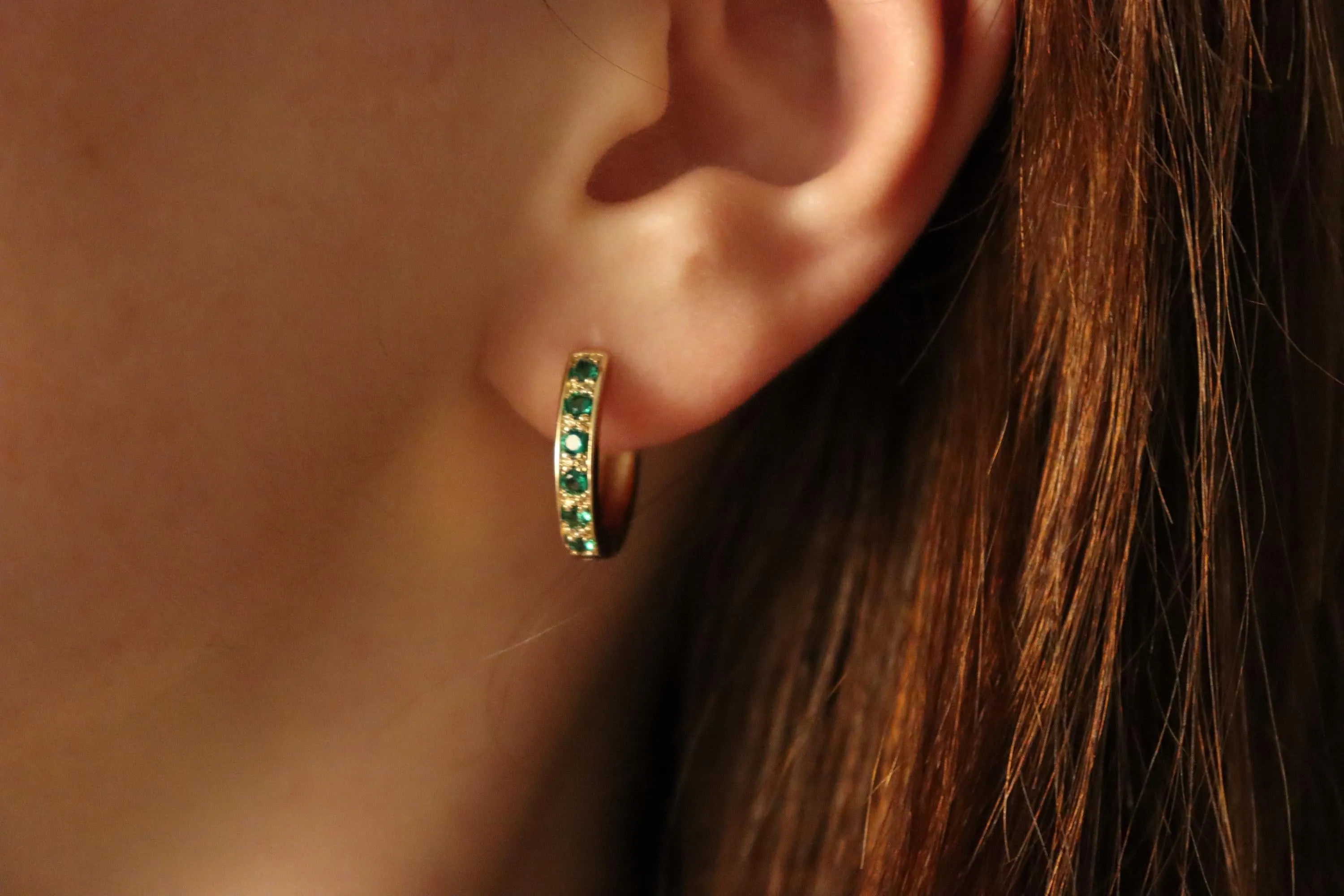 Gold  Filled Green  Jade Earrings, WATERPROOF Jade Hoops, Gifts for Her.