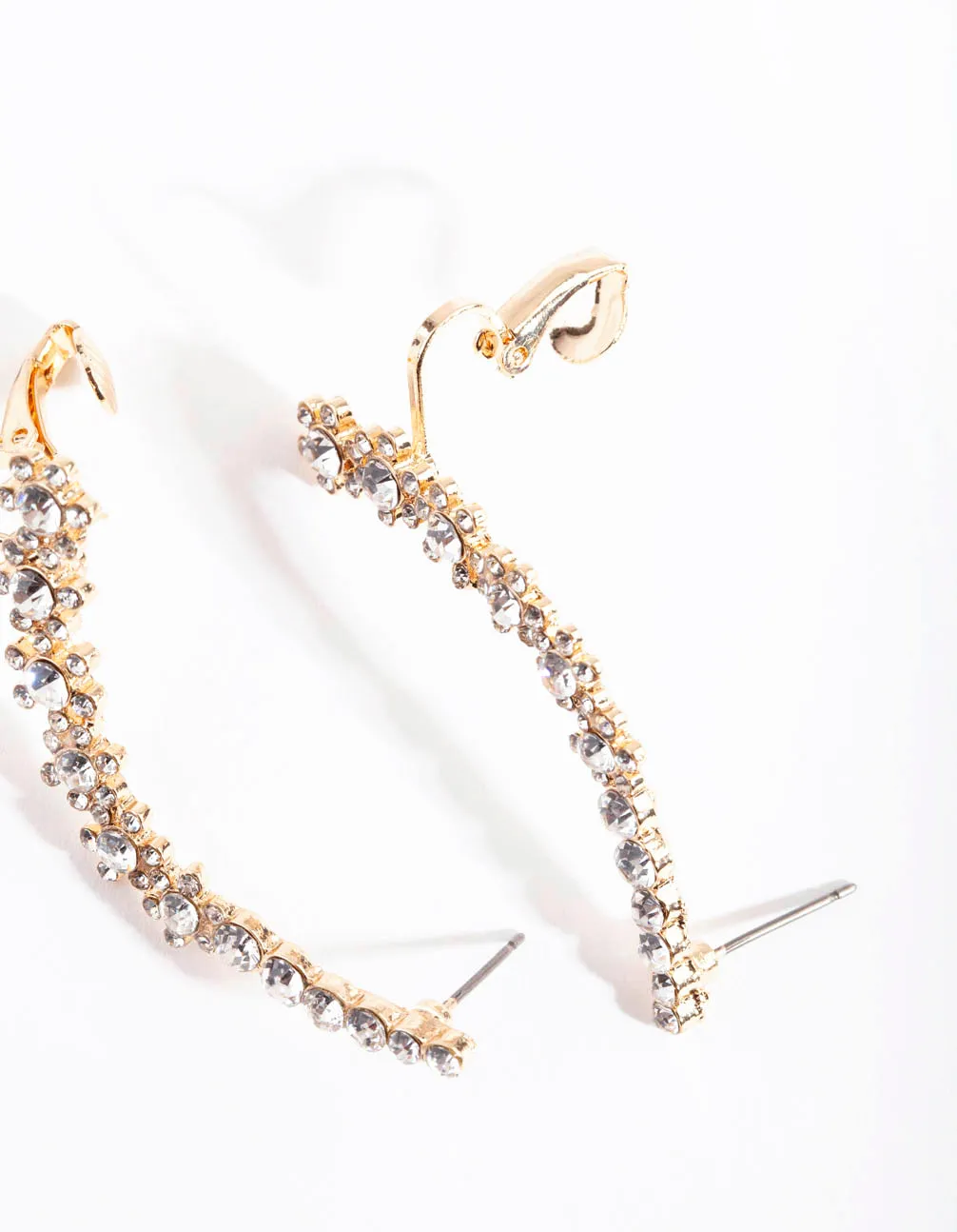 Gold Flower Double Cuff Earrings