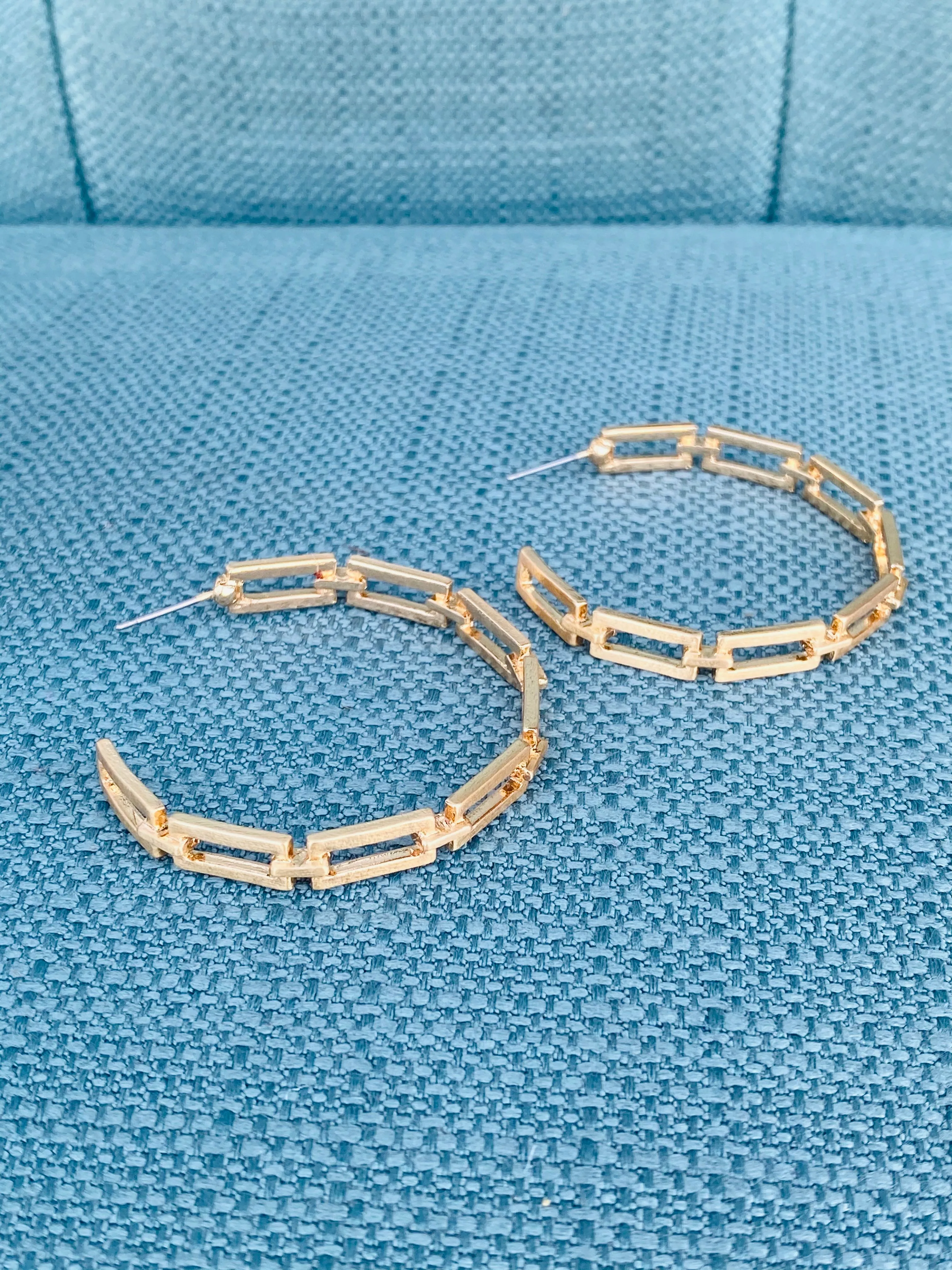 Gold Link Hoop Earrings