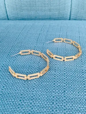 Gold Link Hoop Earrings