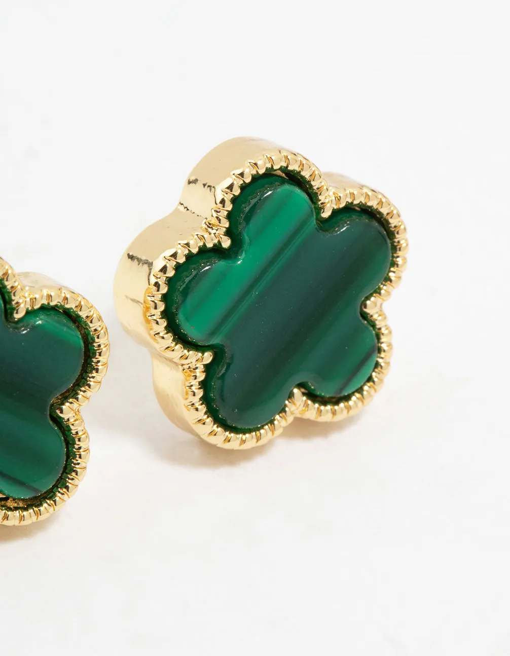 Gold Plated Emerald Flower Stud Earrings