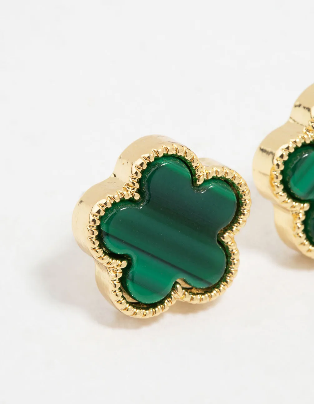 Gold Plated Emerald Flower Stud Earrings