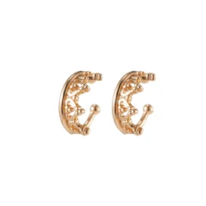 Gold Sparkling CZ Heart Cuff Earrings for Women Clip On Ears No Piercing Cartilage Earrings AI-056