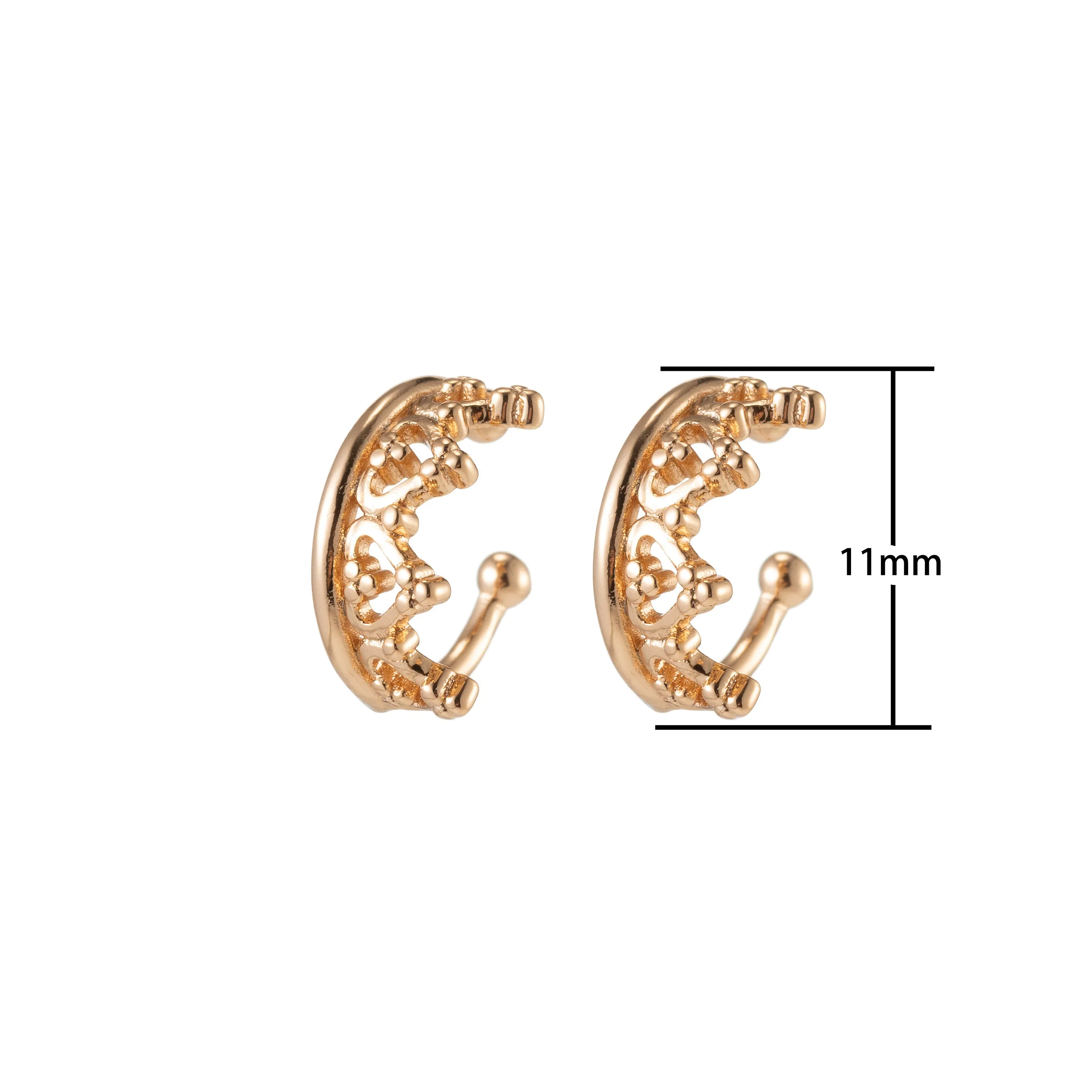 Gold Sparkling CZ Heart Cuff Earrings for Women Clip On Ears No Piercing Cartilage Earrings AI-056