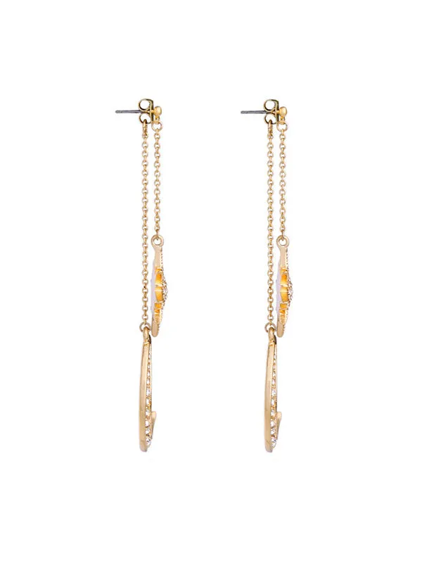 Gold Star&Moon Long Earrings