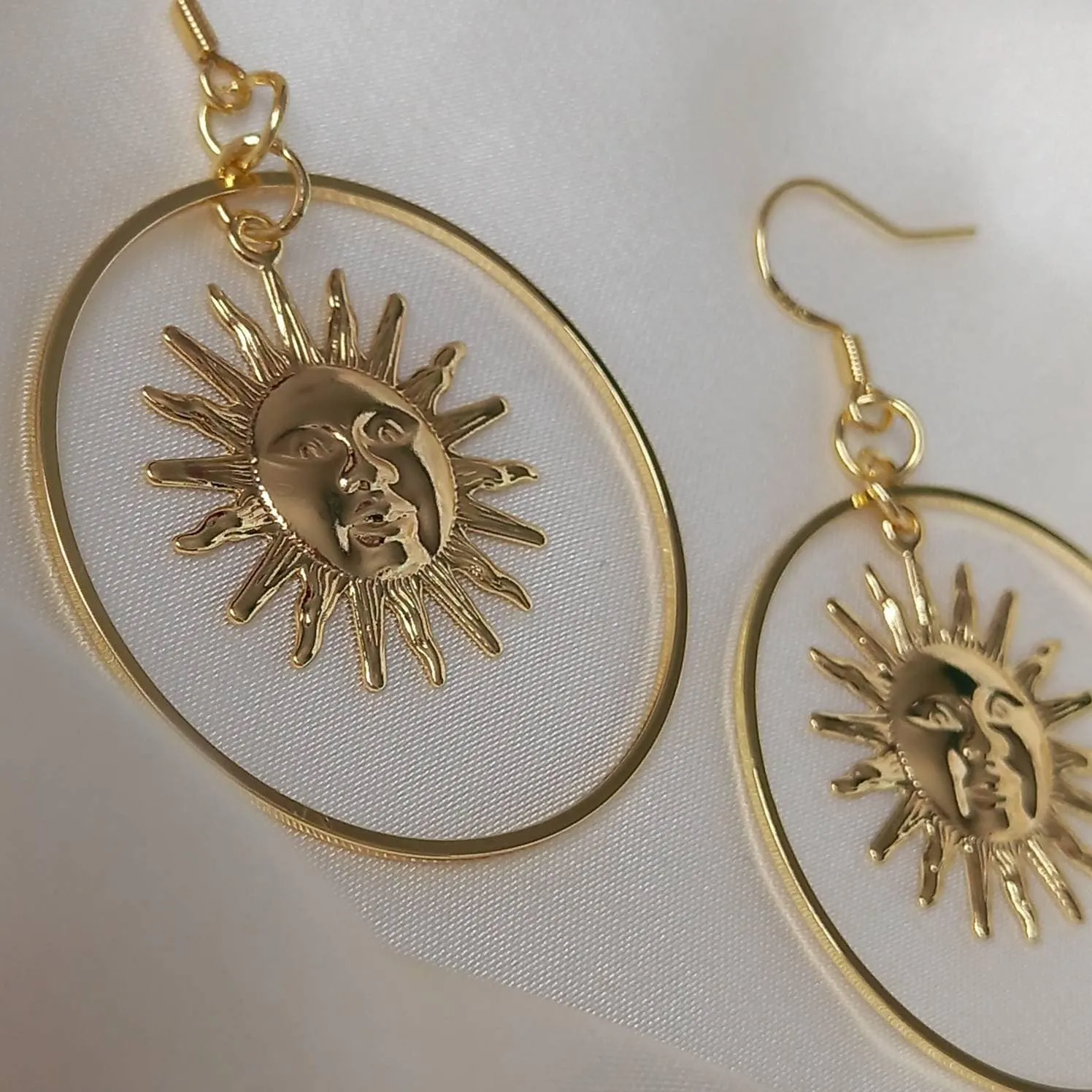 Gold Sun Hoop Earrings - Lightweight Hoop Earrings, Gold Sun Earrings, Cute Earrings, Gold Earrings In The UK, Gold Jewellery In The UK