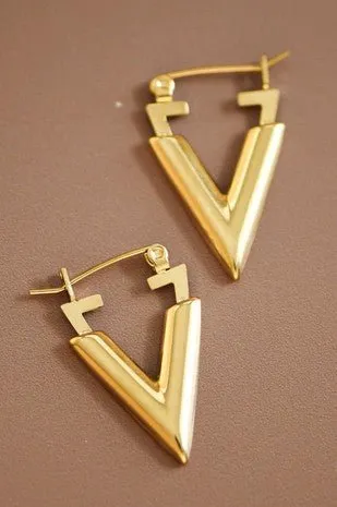 Gold V Hoop Earring