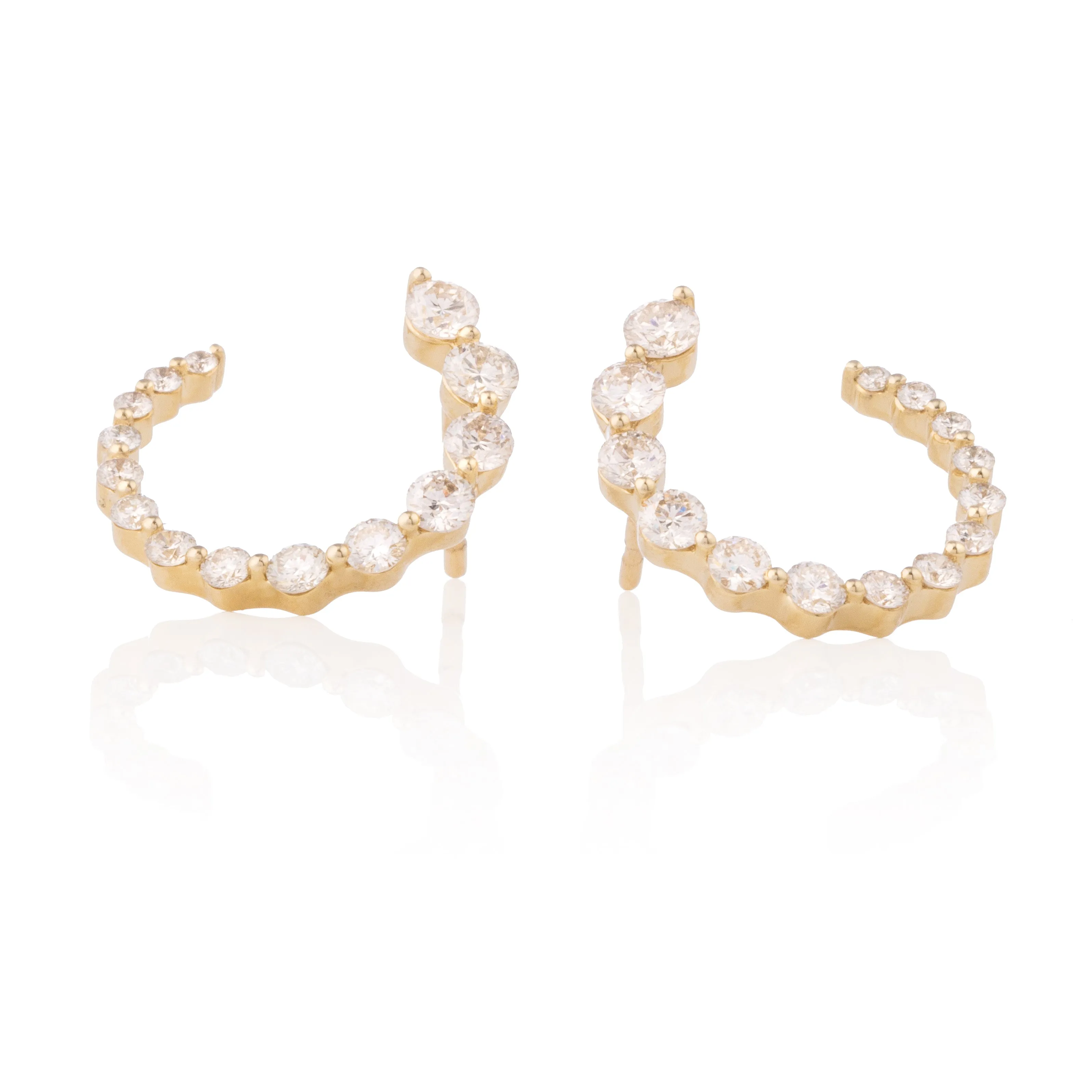 Gradient Floating Diamond Spiral Earrings