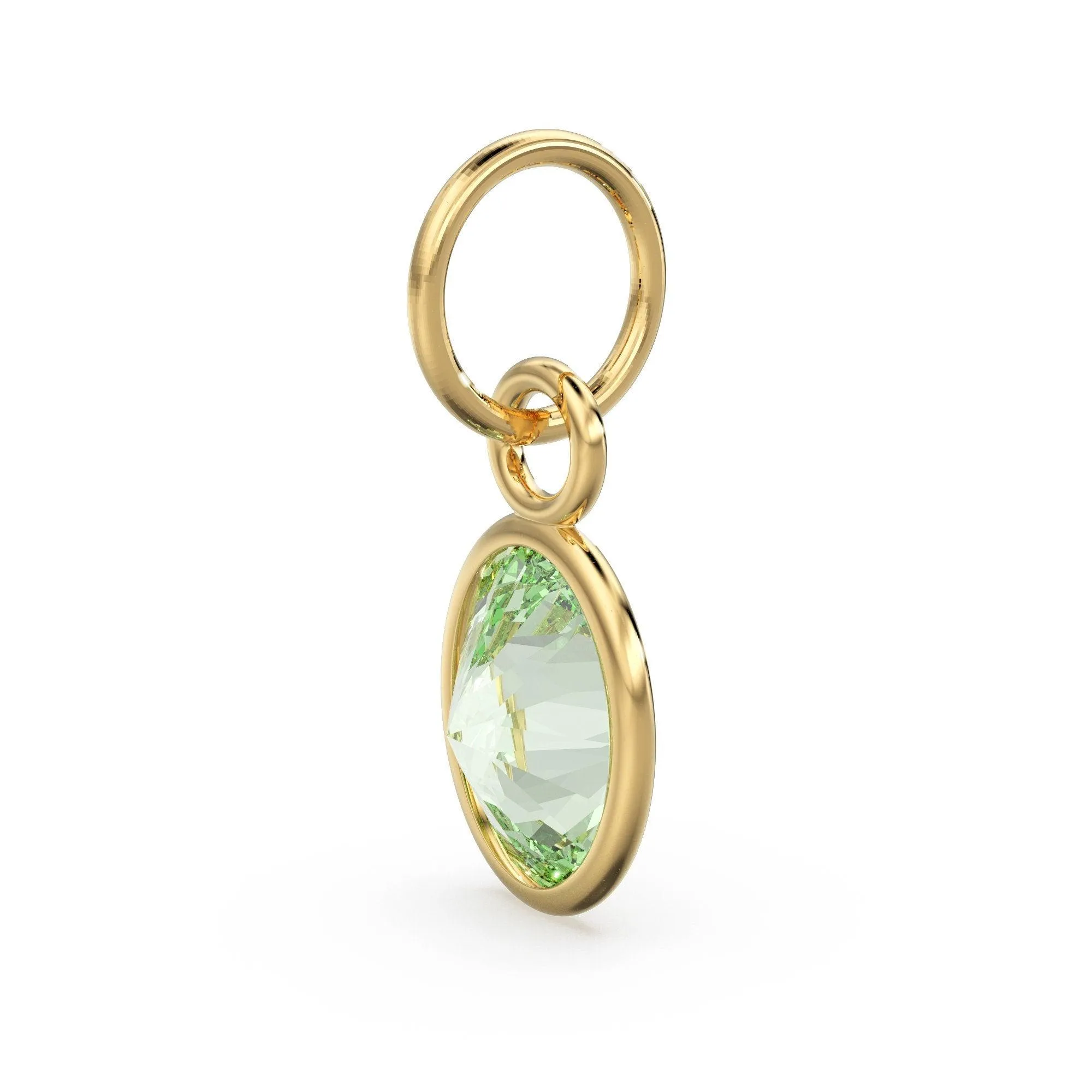 Green Amethyst Oval Solid Gold Charm / Natural Prasiolite Gemstone Handmade Gold Pendant / 1pc 14k Yellow Gold Jewelry Making FindingsSALE