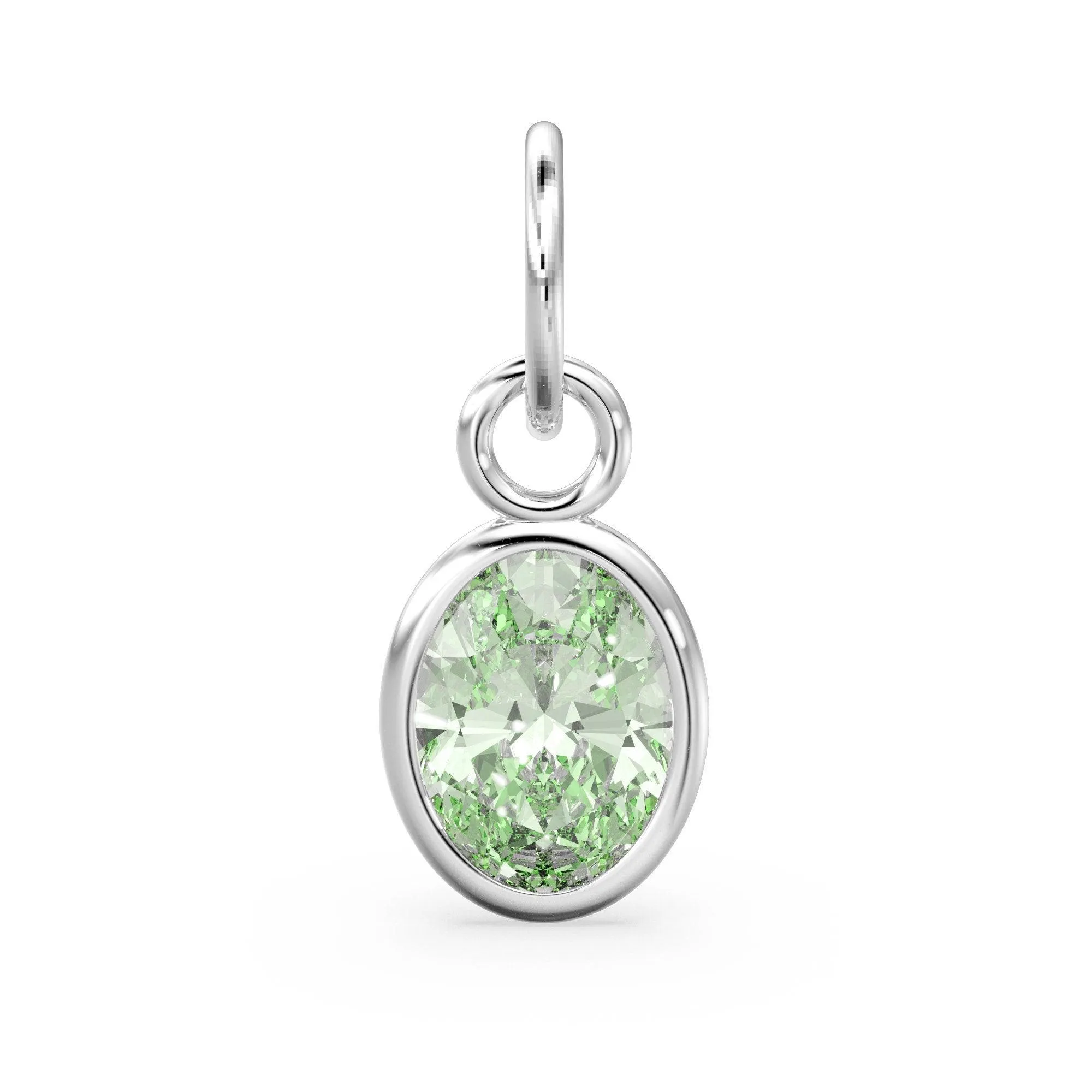 Green Amethyst Oval Solid Gold Charm / Natural Prasiolite Gemstone Handmade Gold Pendant / 1pc 14k Yellow Gold Jewelry Making FindingsSALE