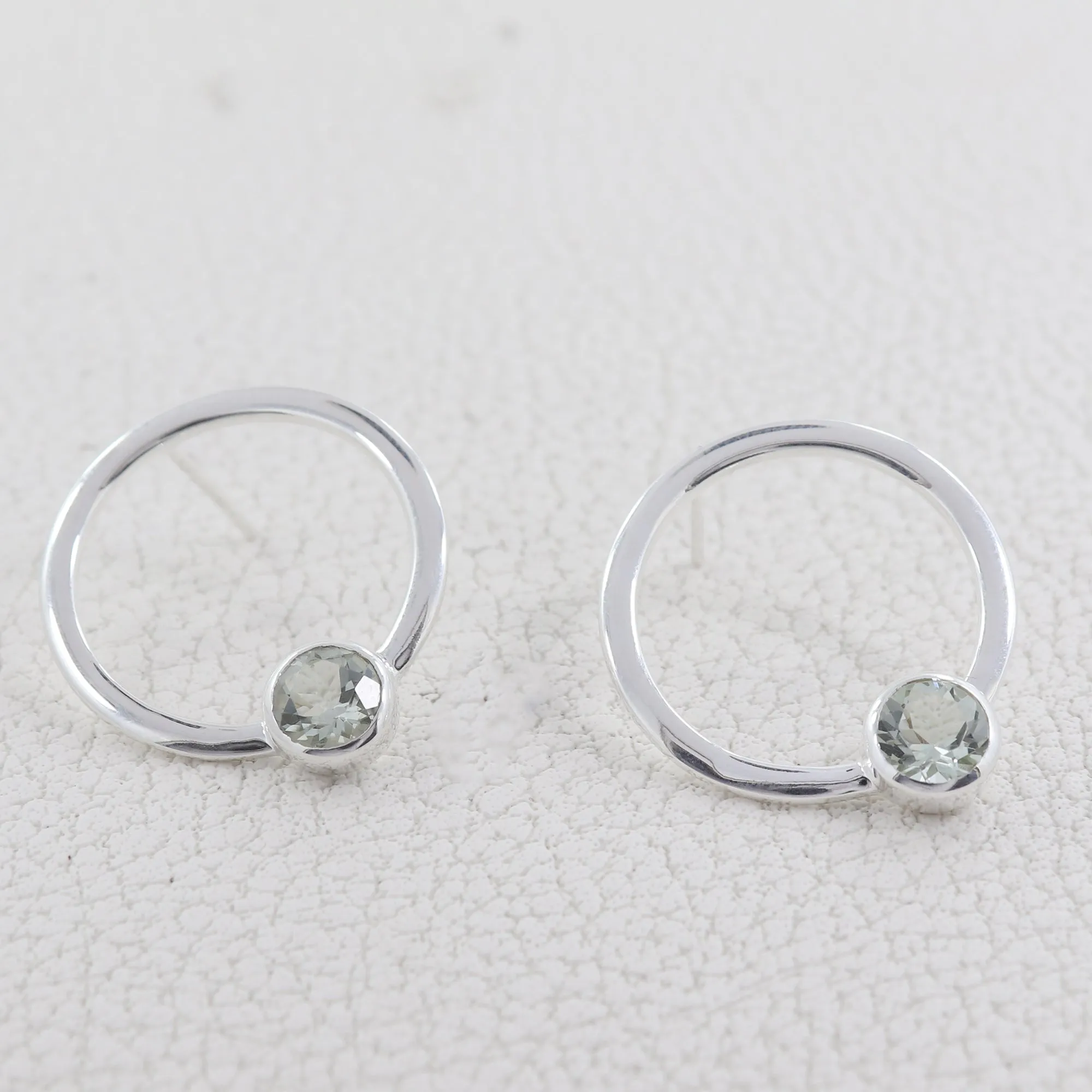 Green Amethyst Silver Earrings