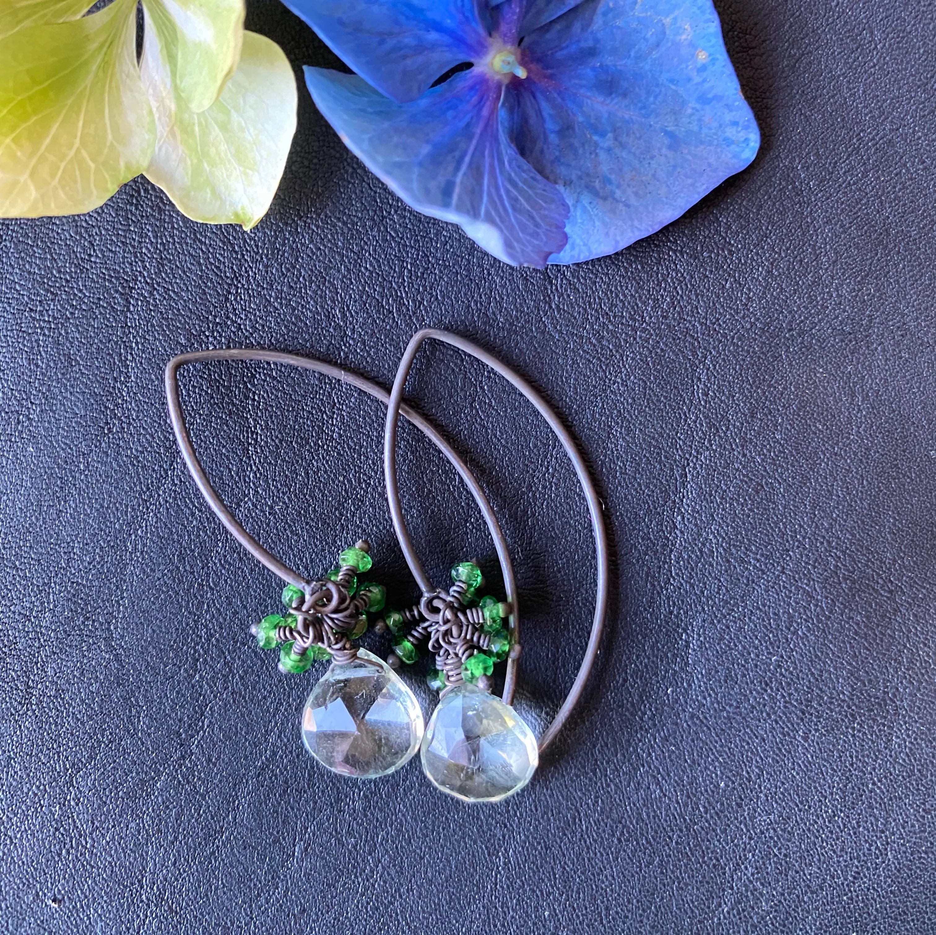 Green Amethyst with Chrome Diopside Earrings