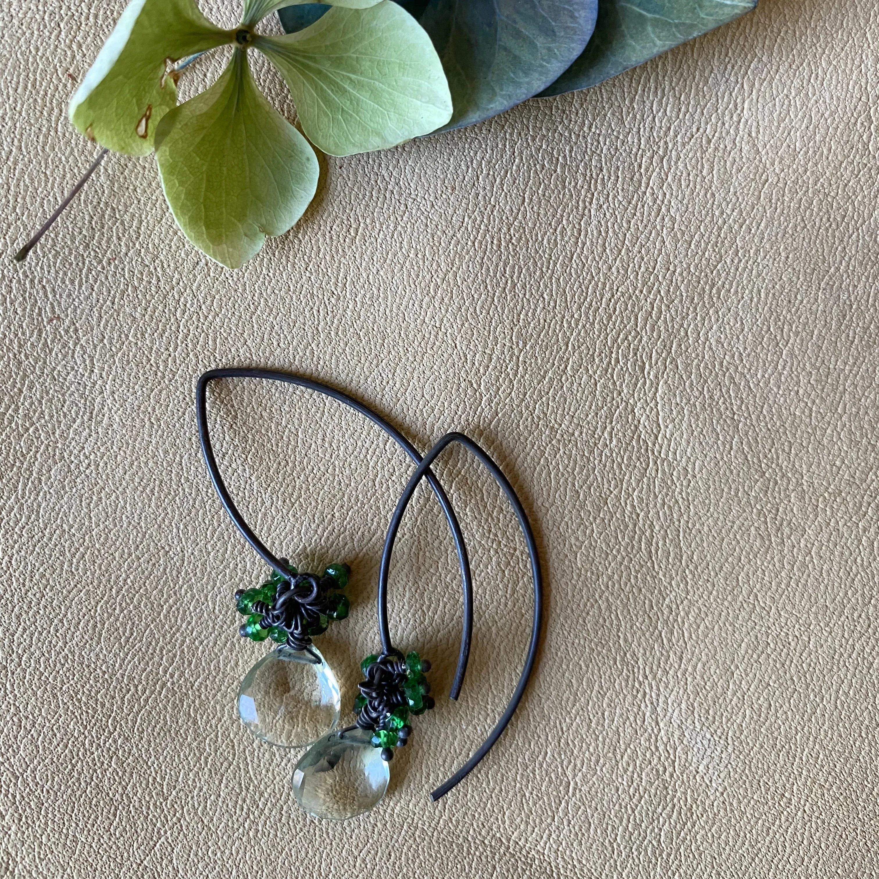 Green Amethyst with Chrome Diopside Earrings