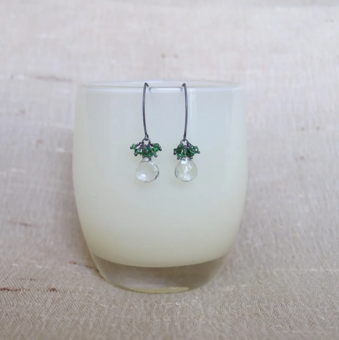 Green Amethyst with Chrome Diopside Earrings