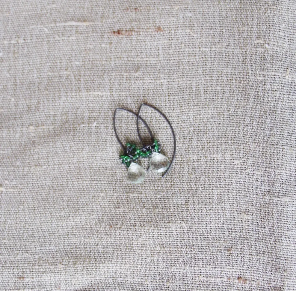 Green Amethyst with Chrome Diopside Earrings