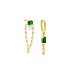 Green & Gold Drop Earring Combo Set