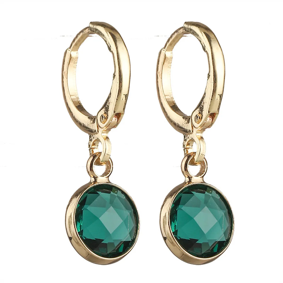 Green Crystal & 18K Gold-Plated Round Drop Earrings