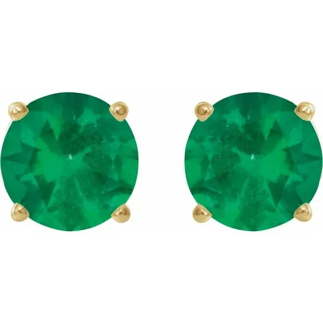 Green Emerald Stud Earrings