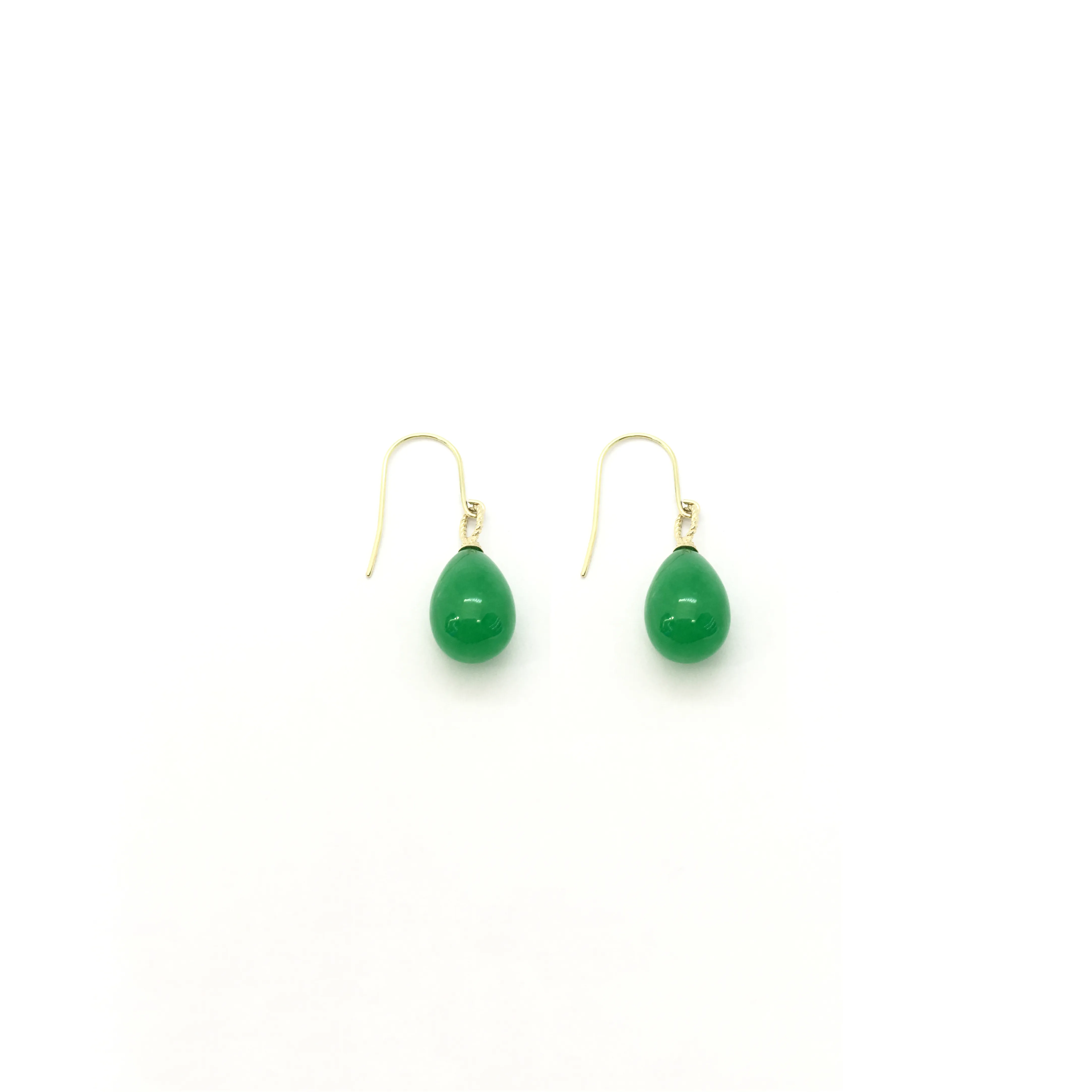 Green Jade Teardrop Earrings (14K)