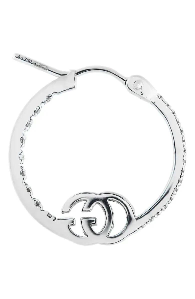 Gucci Running G Gold and Diamond Hoop Earrings YBD58198200100U