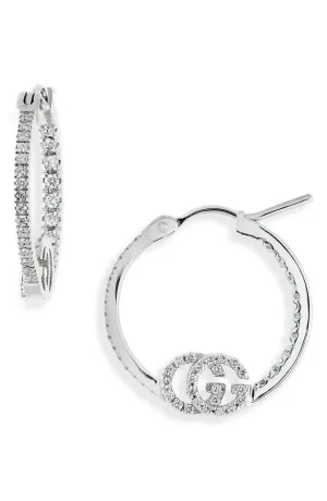 Gucci Running G Gold and Diamond Hoop Earrings YBD58198200100U