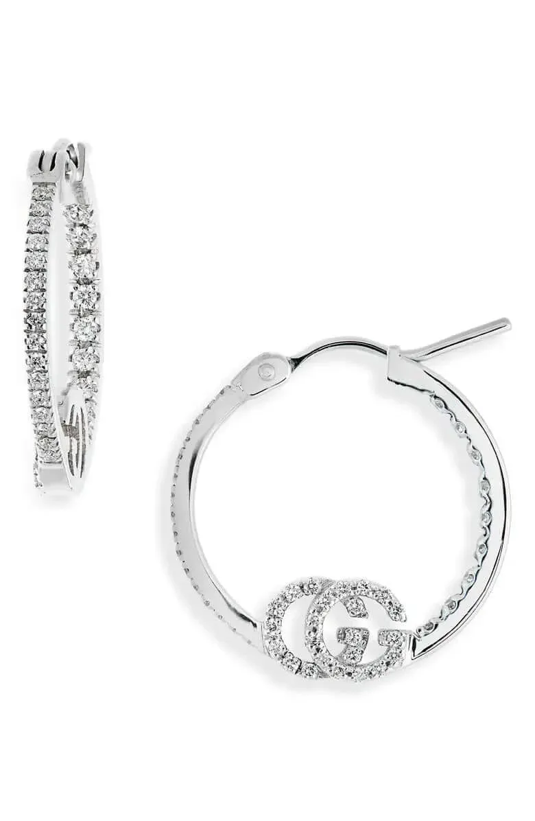Gucci Running G Gold and Diamond Hoop Earrings YBD58198200100U