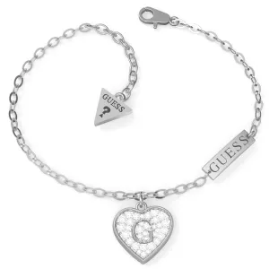 Guess Shine Crystal Heart Silver Bracelet