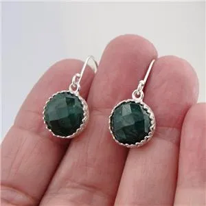 Hadar Designers Drop Dangle Sterling Silver Filigree Emerald Earrings (I e594s