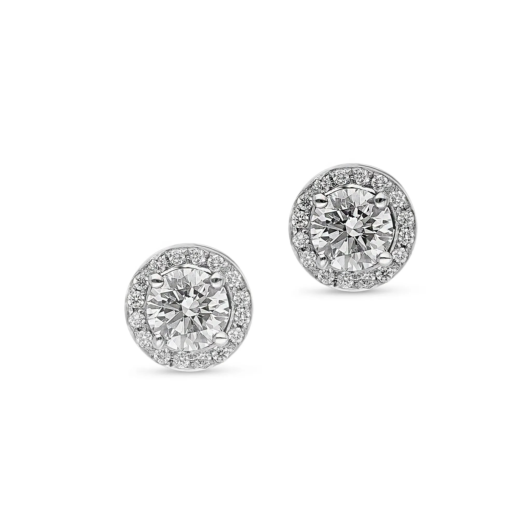 Halo Round Diamond Studs - 1.2 Carat