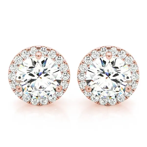 Halo Round Platinum Moissanite Martini Stud Earrings