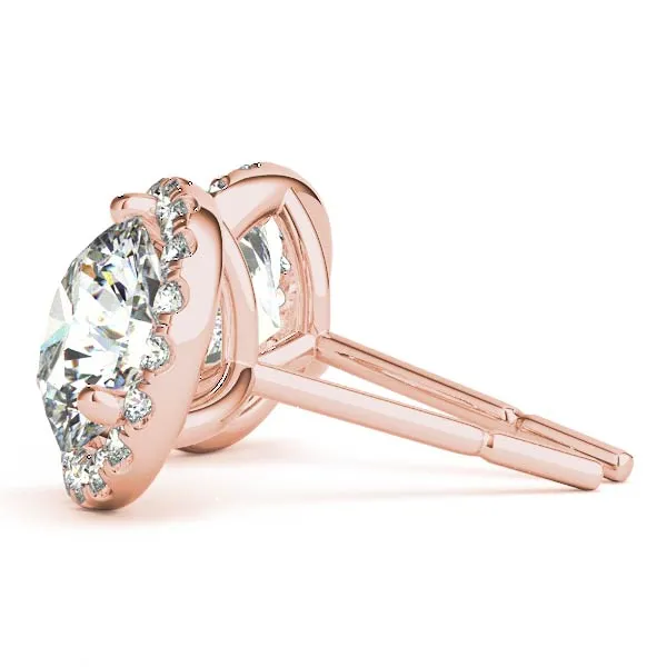 Halo Round Platinum Moissanite Martini Stud Earrings