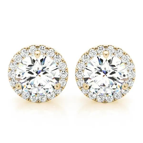 Halo Round Platinum Moissanite Martini Stud Earrings
