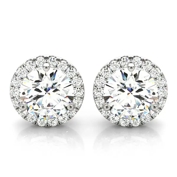 Halo Round Platinum Moissanite Martini Stud Earrings