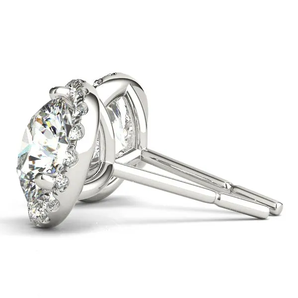 Halo Round Platinum Moissanite Martini Stud Earrings
