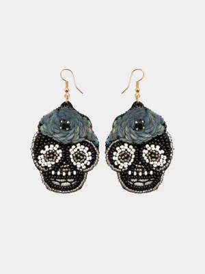 Handmade Beaded Skull Halloween Earrings MSE00154
