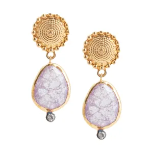 Handmade Gold & Amethyst Crackle Drop Earrings from Istanbul