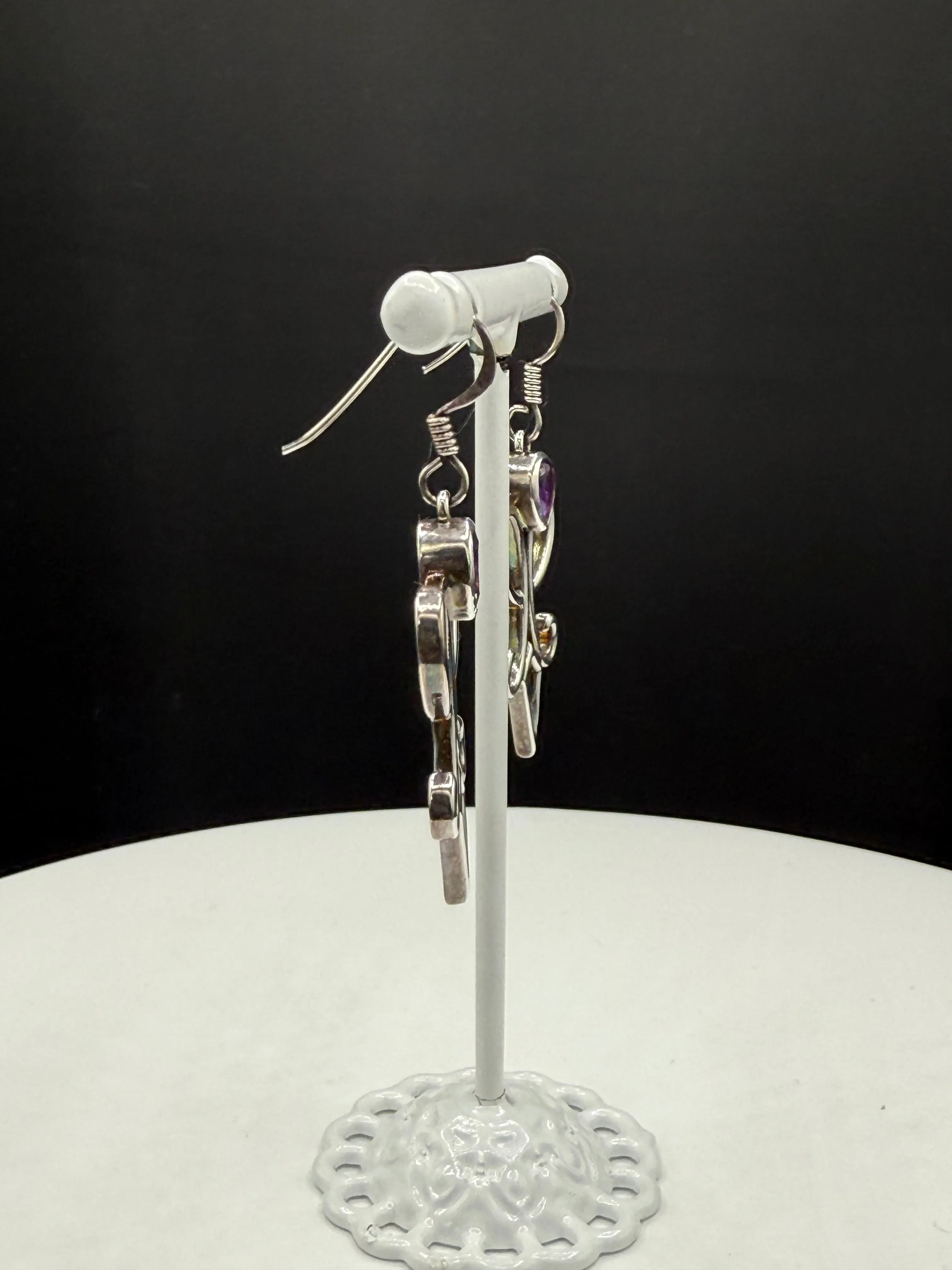 Handmade Natural Amethyst Sterling Silver Dangle Earrings – Designer Earrings