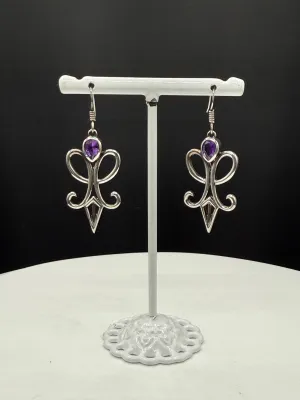 Handmade Natural Amethyst Sterling Silver Dangle Earrings – Designer Earrings