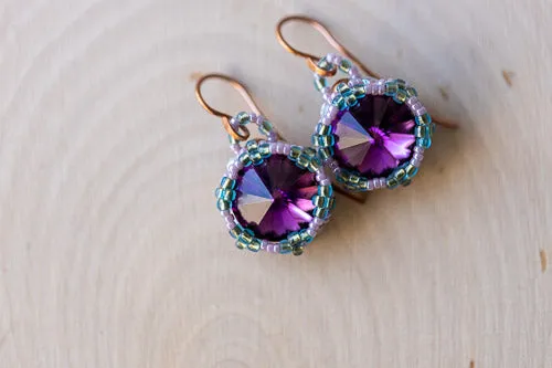 Handwoven Lotus Flower Necklace | Amethyst Crystal & Copper