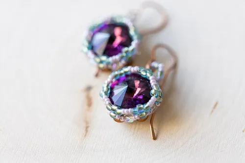 Handwoven Lotus Flower Necklace | Amethyst Crystal & Copper