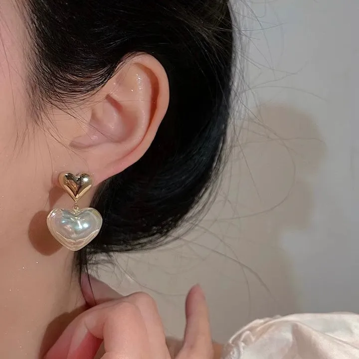 Heart Pearl Ear Cuff Earrings