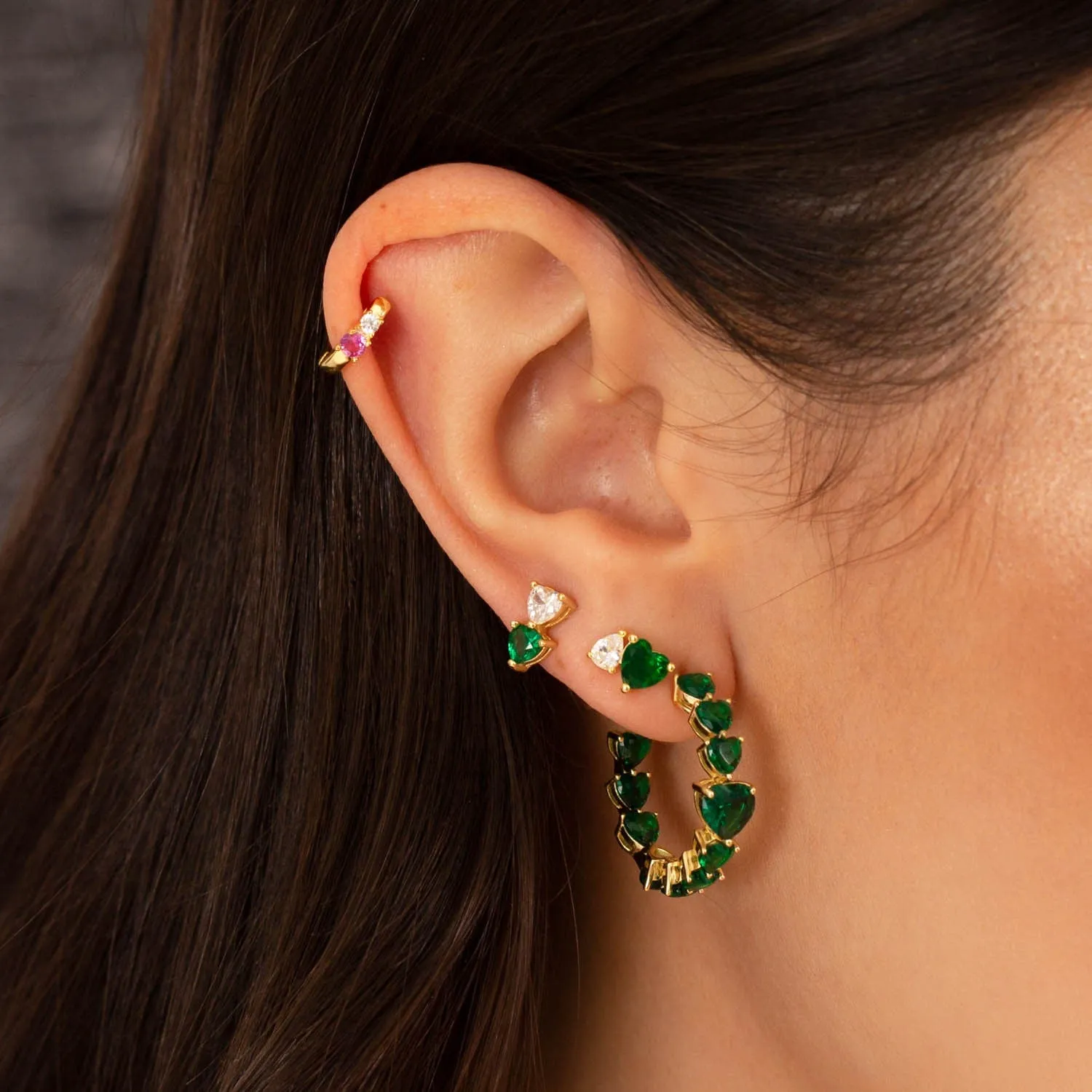 Heart x Pear CZ Stud Earring