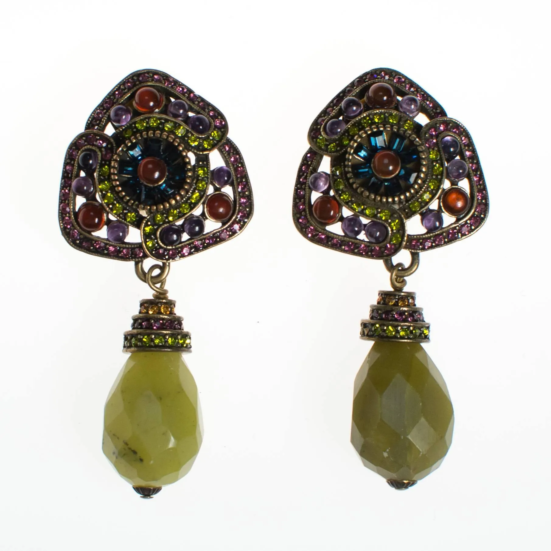 Heidi Daus Amethyst Peridot Drop Dangling Earrings