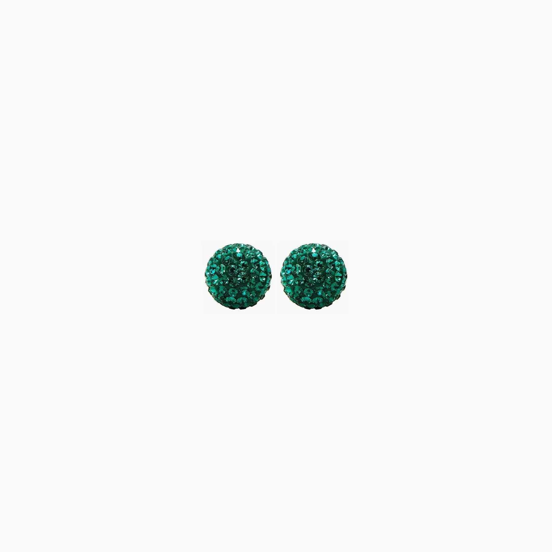 Hillberg & Berk Sterling Silver (8mm) May Birthstone Emerald Crystal Sparkle Ball Stud Earrings