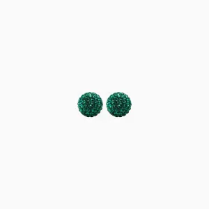 Hillberg & Berk Sterling Silver (8mm) May Birthstone Emerald Crystal Sparkle Ball Stud Earrings