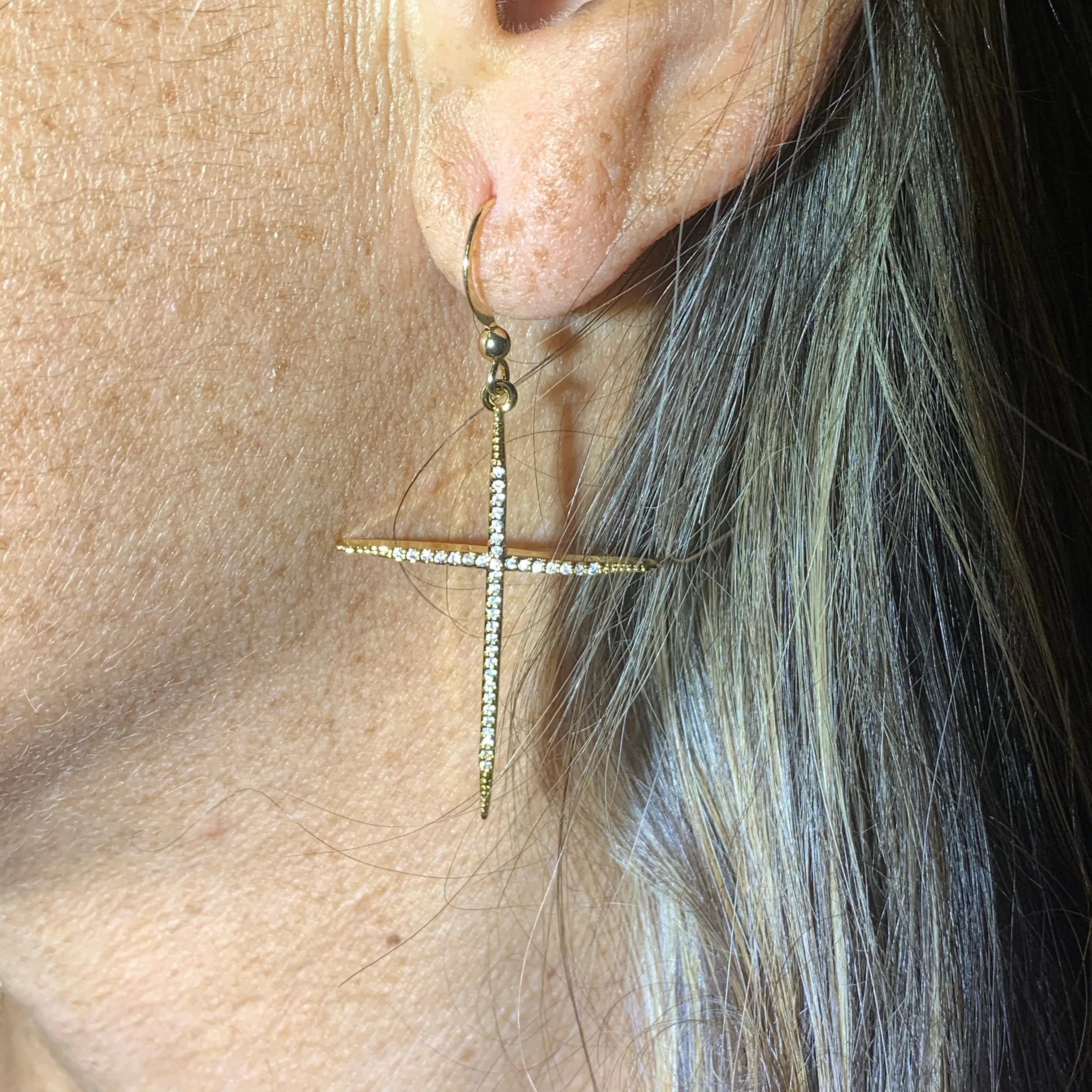 His Grace Cross Earrings