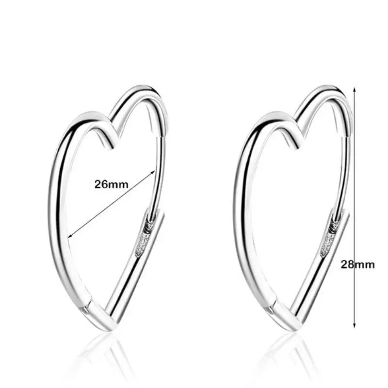 Hollow Big Heart Hoop Earrings for Women Simple Gold Silver Color LOVE Earring Piercing