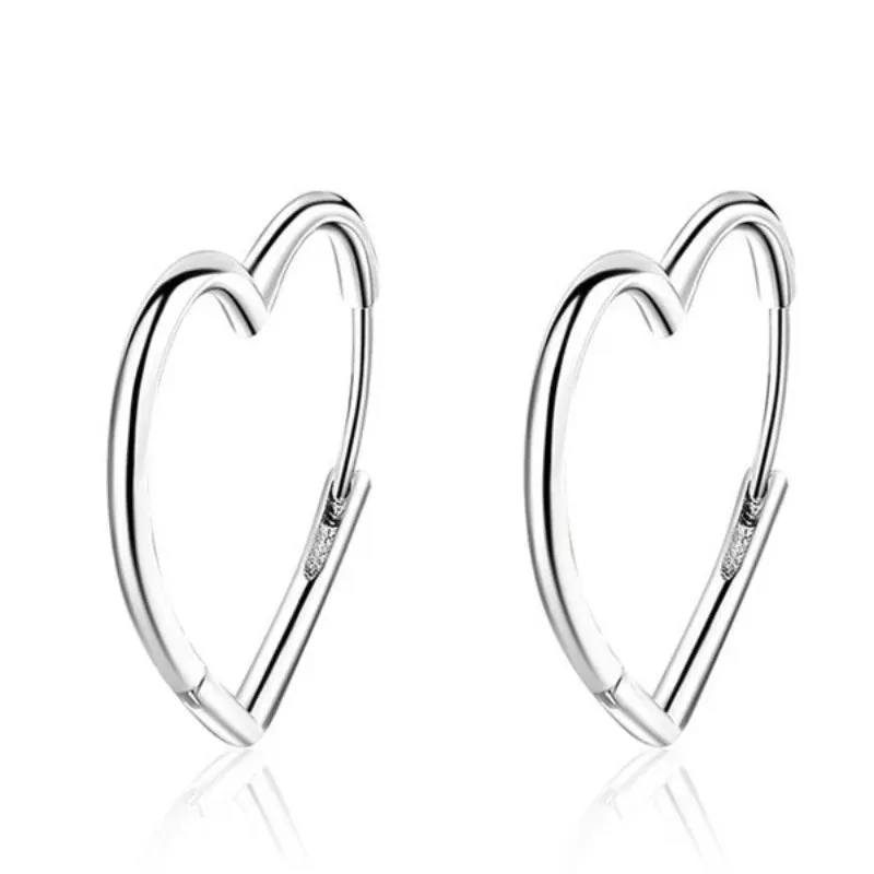 Hollow Big Heart Hoop Earrings for Women Simple Gold Silver Color LOVE Earring Piercing