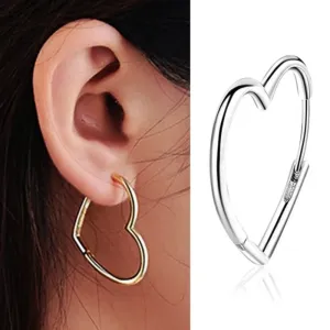 Hollow Big Heart Hoop Earrings for Women Simple Gold Silver Color LOVE Earring Piercing